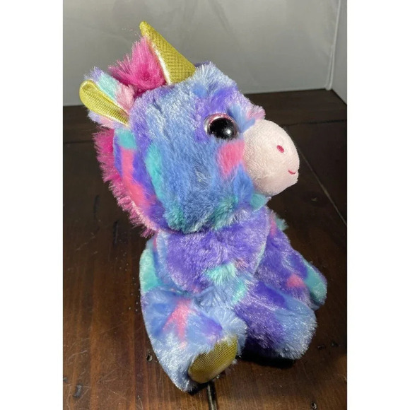 Midwood‎ Brands Unicorn Tie Dye Colorful Plush Stuffed Animal 7” Pink Mane - Picture 2 of 7